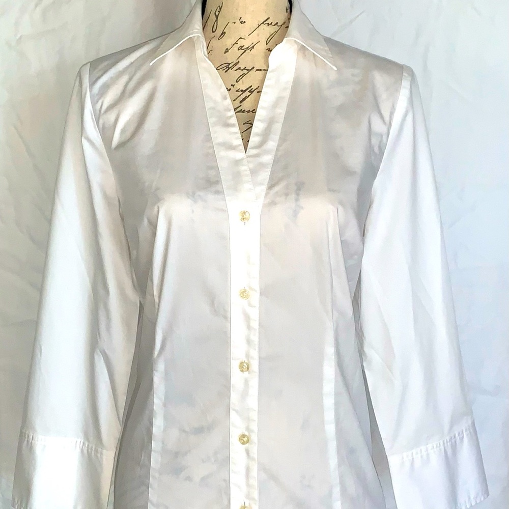 Ann Taylor long sleeved white blouse, size 10